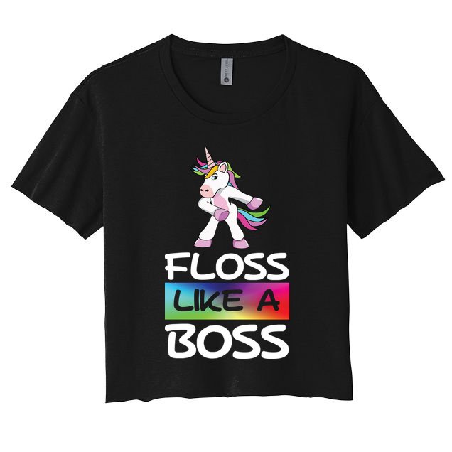 Floss Like a Boss Unicorn Rainbow Crop Top