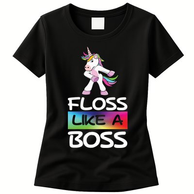 Floss Like a Boss Unicorn Rainbow Womens T-Shirt
