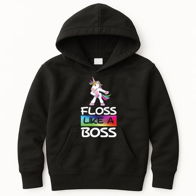 Floss Like a Boss Unicorn Rainbow Kids Hoodie