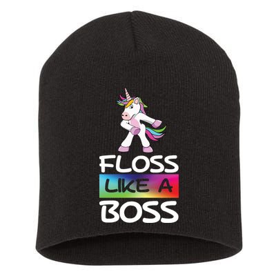 Floss Like a Boss Unicorn Rainbow Short Acrylic Beanie