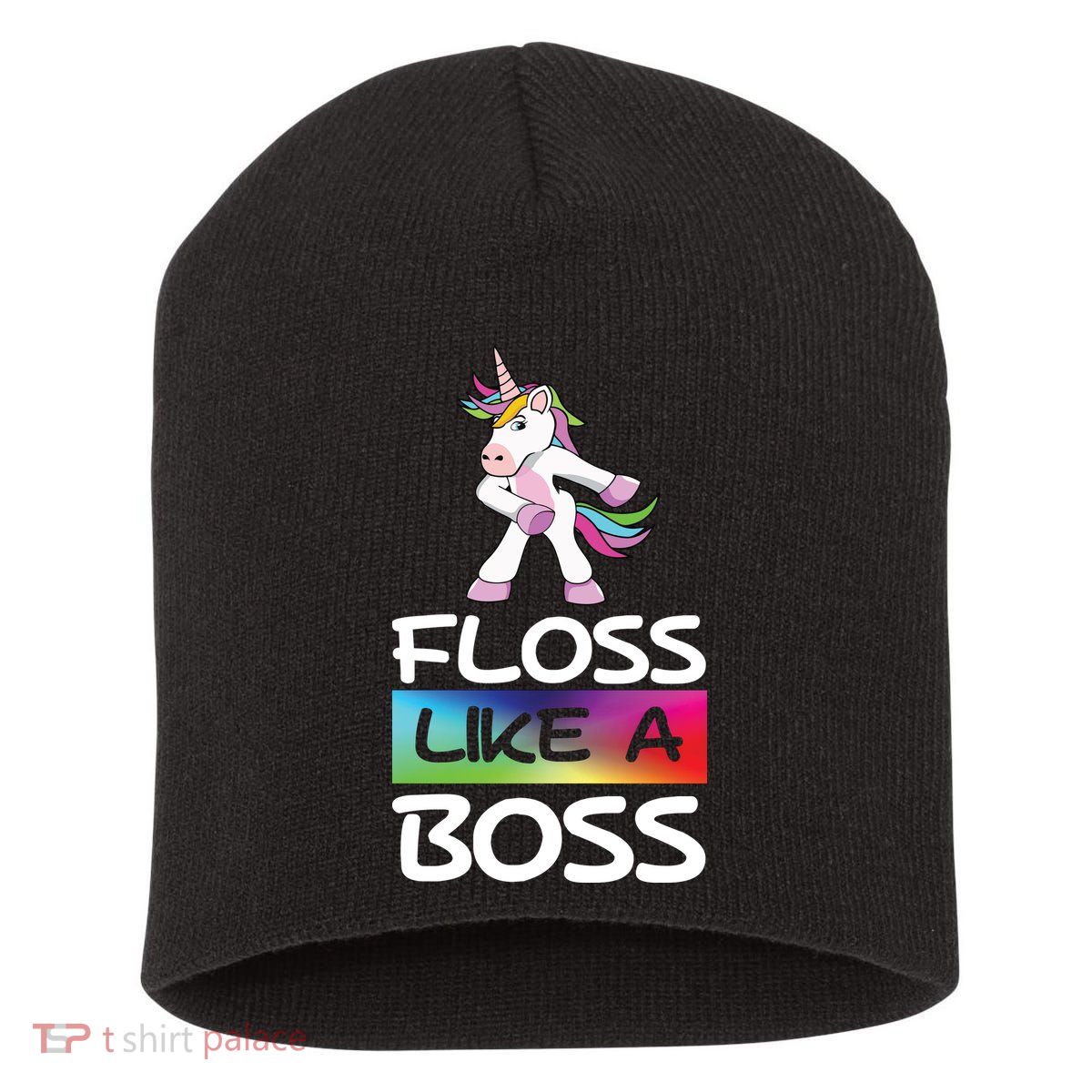 Floss Like a Boss Unicorn Rainbow Short Acrylic Beanie