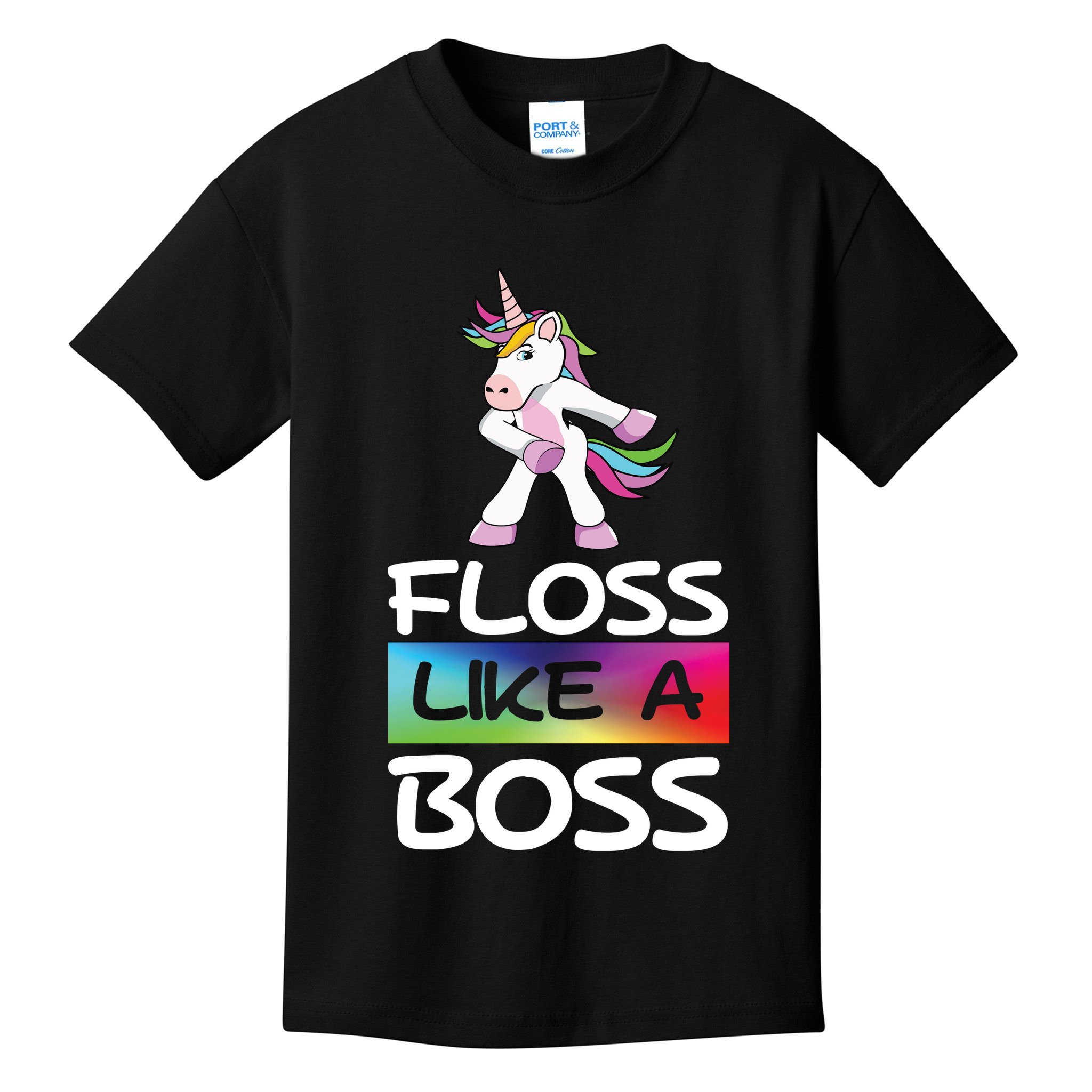 Floss Like a Boss Unicorn Rainbow Kids T-Shirt