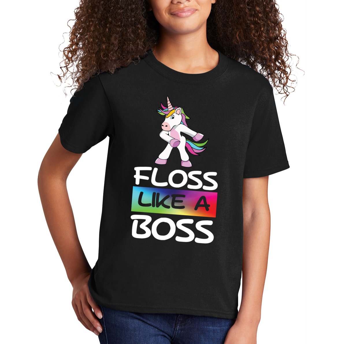 Floss Like a Boss Unicorn Rainbow Kids T-Shirt