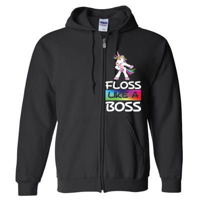 Floss Like a Boss Unicorn Rainbow Full Zip Hoodie