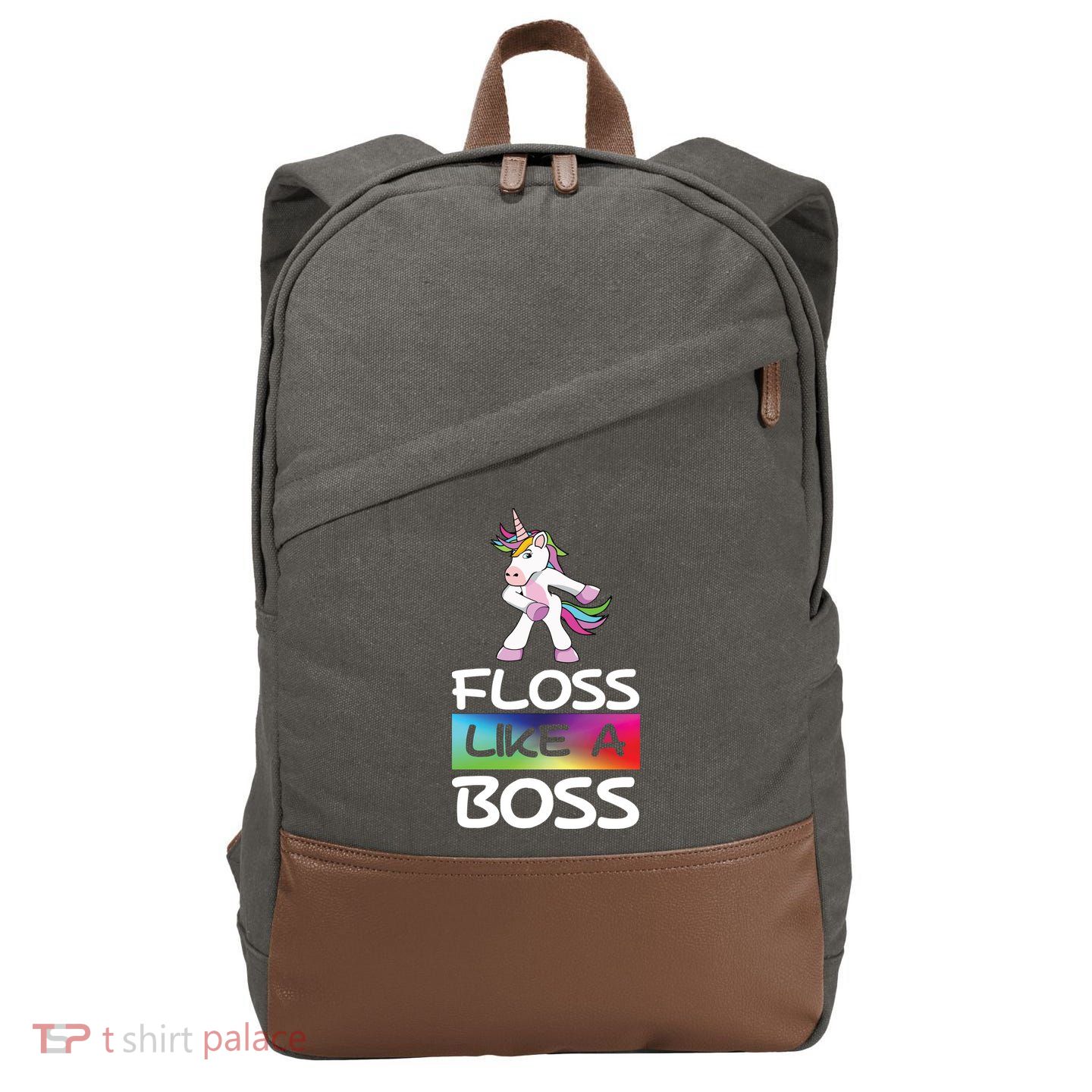 Floss Like a Boss Unicorn Rainbow Cotton Canvas Backpack
