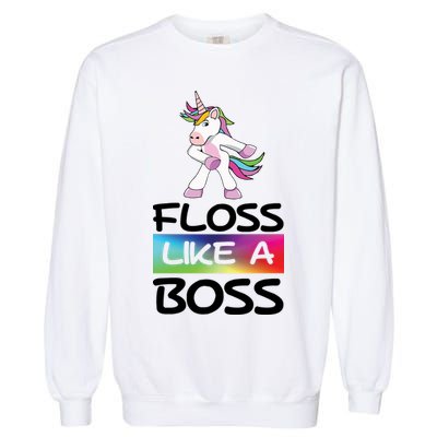 Floss Like a Boss Unicorn Rainbow Garment-Dyed Sweatshirt