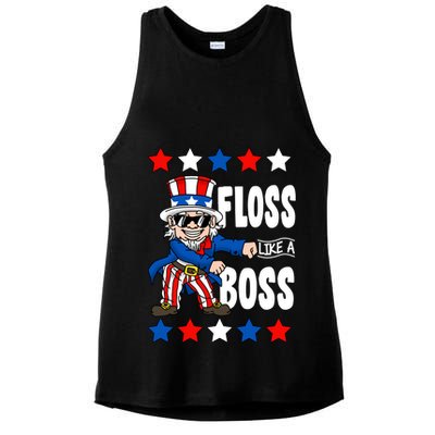 Floss Like A Boss USA 4th of July Ladies PosiCharge Tri-Blend Wicking Tank