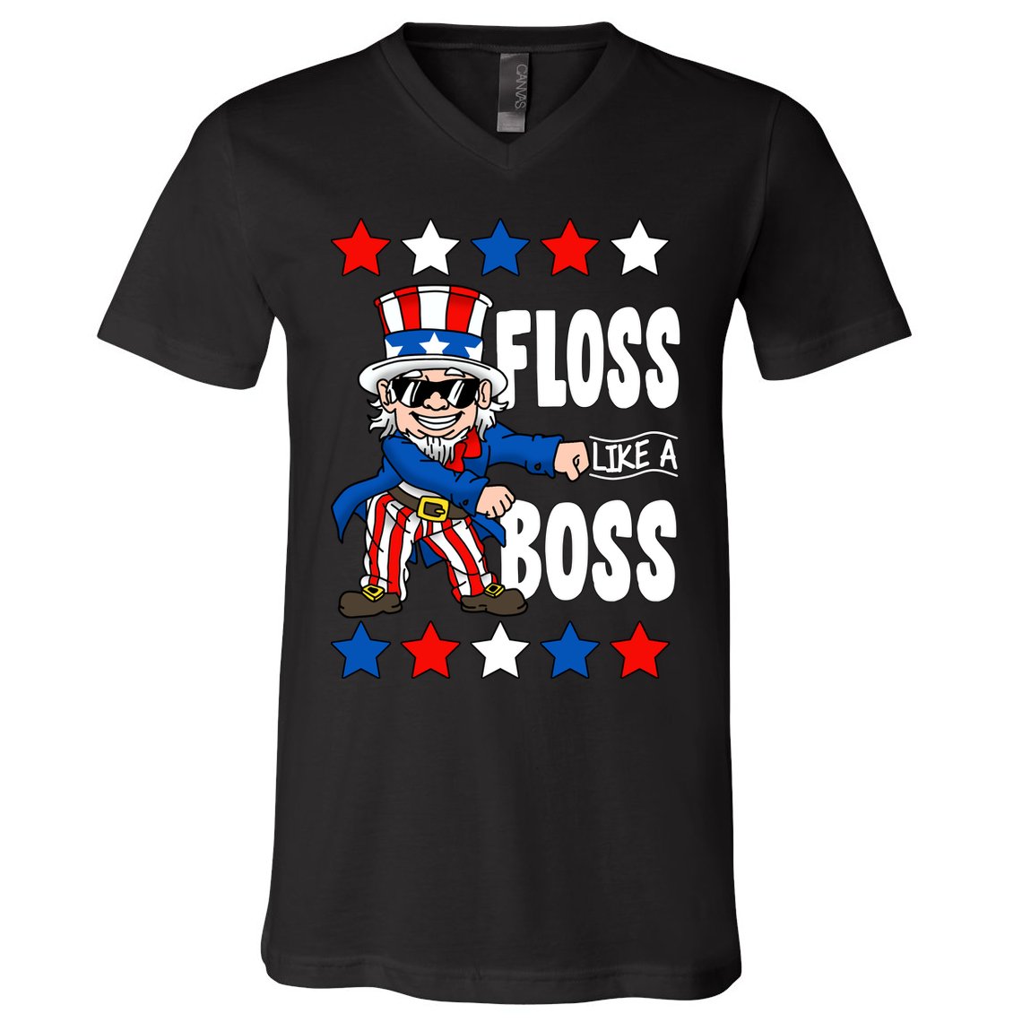 Floss Like A Boss USA 4th of July V-Neck T-Shirt