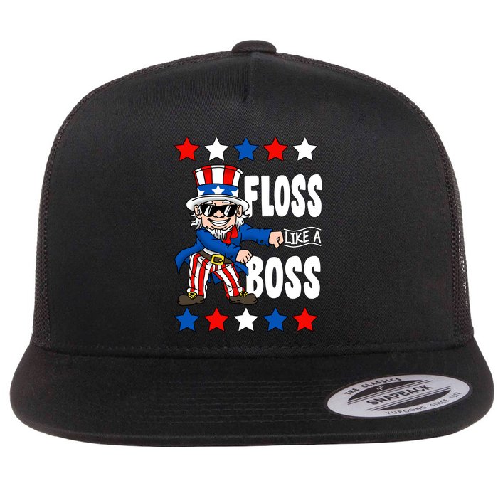 Floss Like A Boss USA 4th of July Flat Bill Trucker Hat