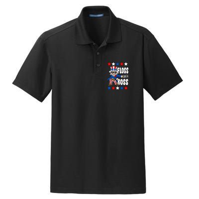 Floss Like A Boss USA 4th of July Dry Zone Grid Polo