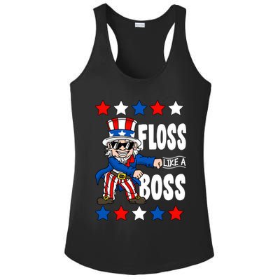 Floss Like A Boss USA 4th of July Ladies PosiCharge Competitor Racerback Tank
