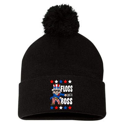 Floss Like A Boss USA 4th of July Pom Pom 12in Knit Beanie