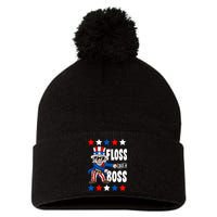 Floss Like A Boss USA 4th of July Pom Pom 12in Knit Beanie