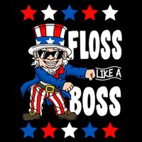 Floss Like A Boss USA 4th of July Pom Pom 12in Knit Beanie