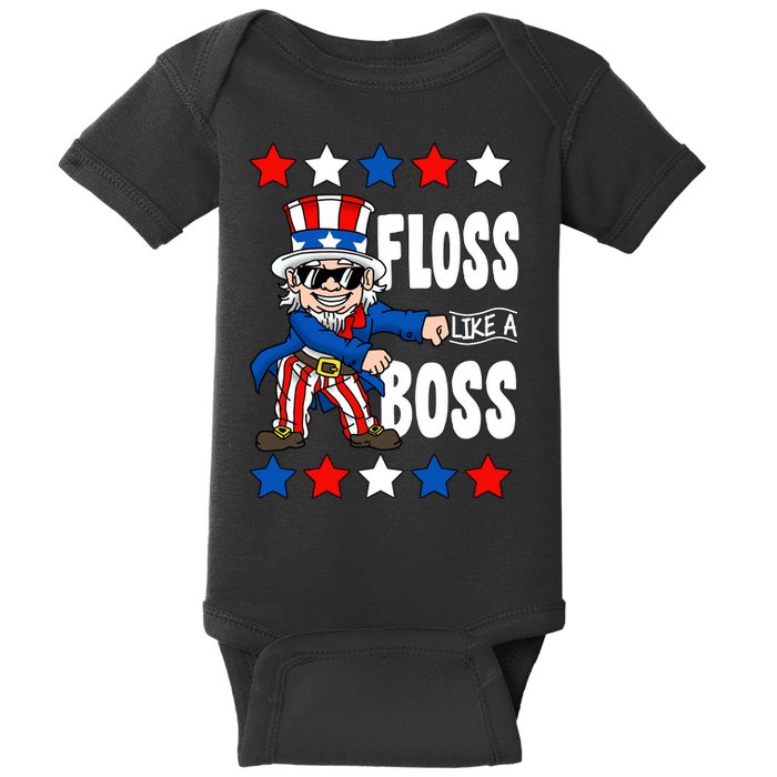 Floss Like A Boss USA 4th of July Baby Bodysuit