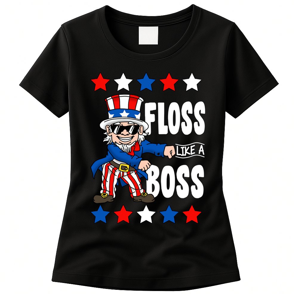 Floss Like A Boss USA 4th of July Womens T-Shirt