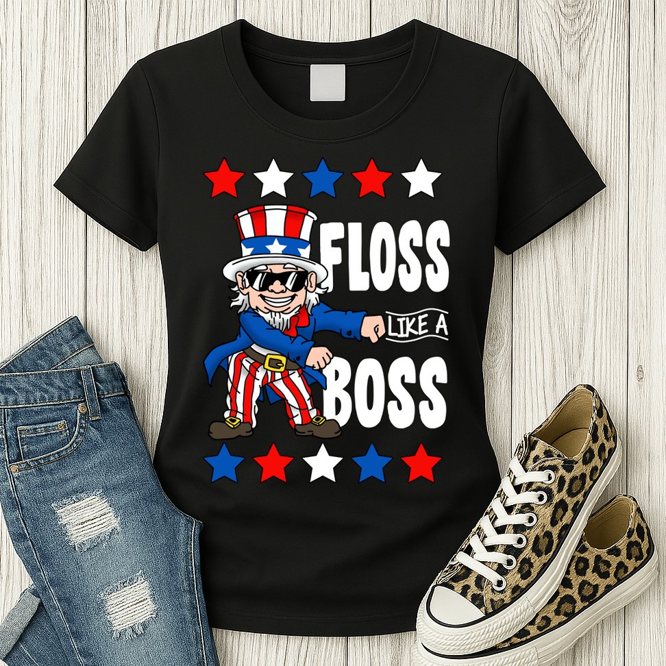 Floss Like A Boss USA 4th of July Womens T-Shirt