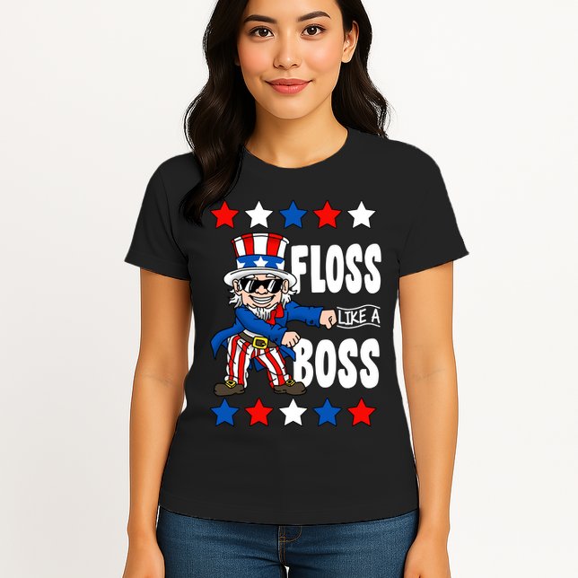 Floss Like A Boss USA 4th of July Womens T-Shirt