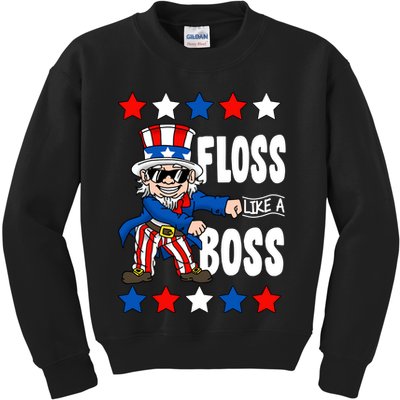 Floss Like A Boss USA 4th of July Kids Sweatshirt
