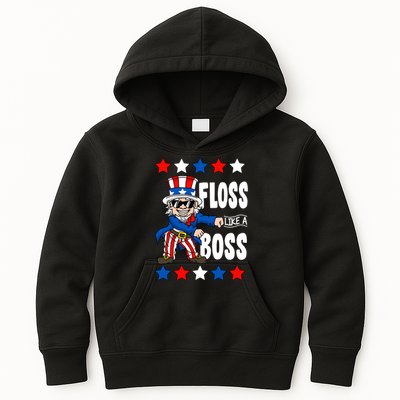 Floss Like A Boss USA 4th of July Kids Hoodie