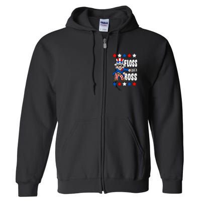 Floss Like A Boss USA 4th of July Full Zip Hoodie