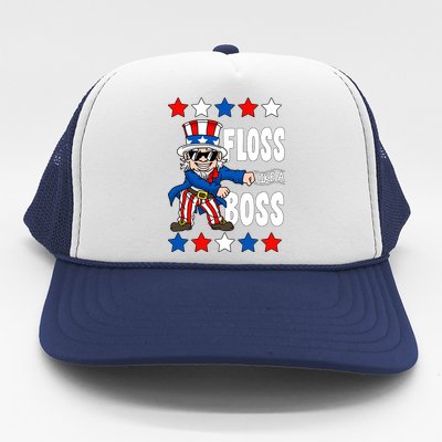 Floss Like A Boss USA 4th of July Trucker Hat