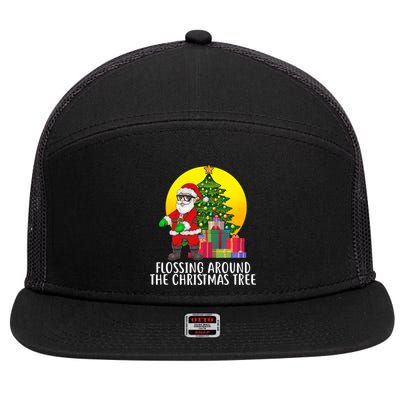 Flossing Around The Christmas Tree 7 Panel Mesh Trucker Snapback Hat