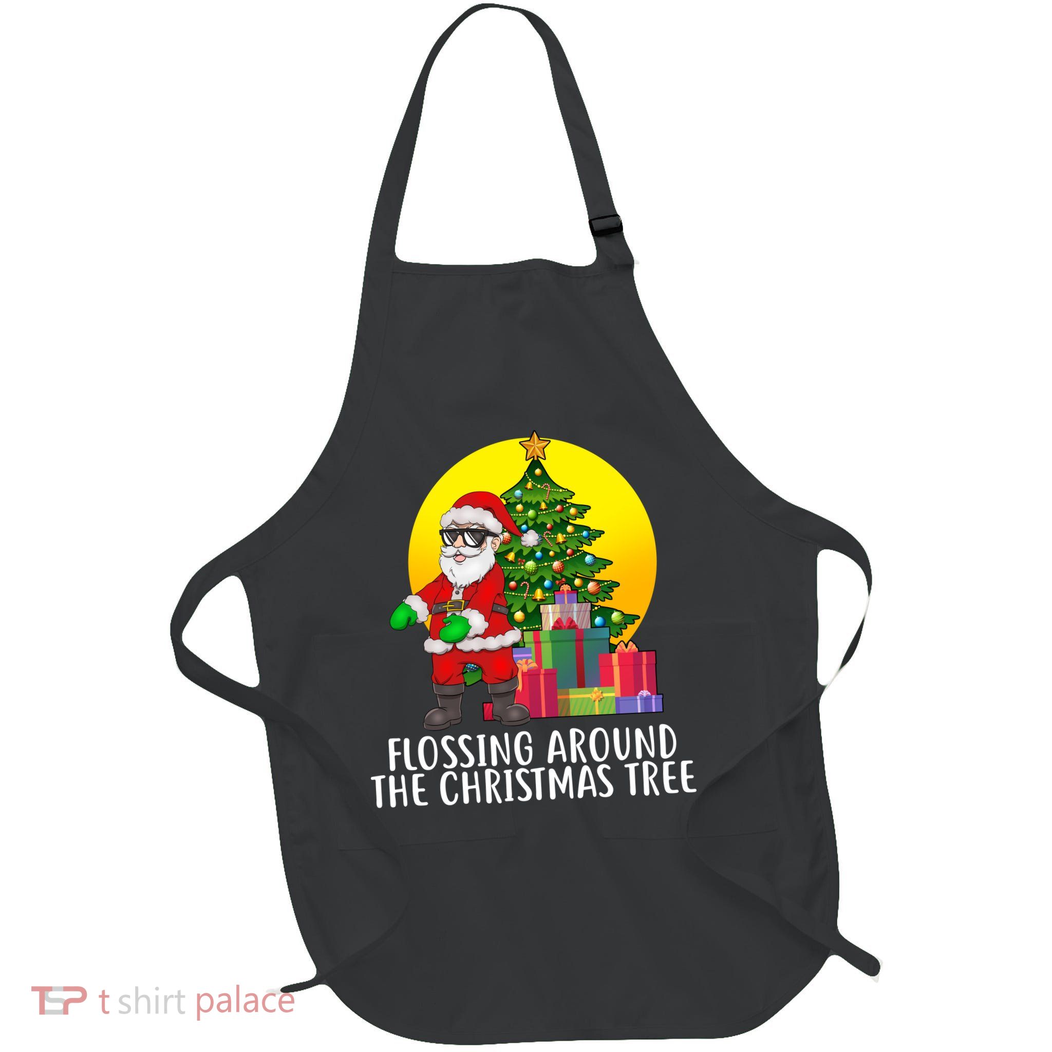 Flossing Around The Christmas Tree Full-Length Apron With Pockets