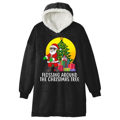 Flossing Around The Christmas Tree Hooded Wearable Blanket