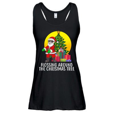 Flossing Around The Christmas Tree Ladies Essential Flowy Tank
