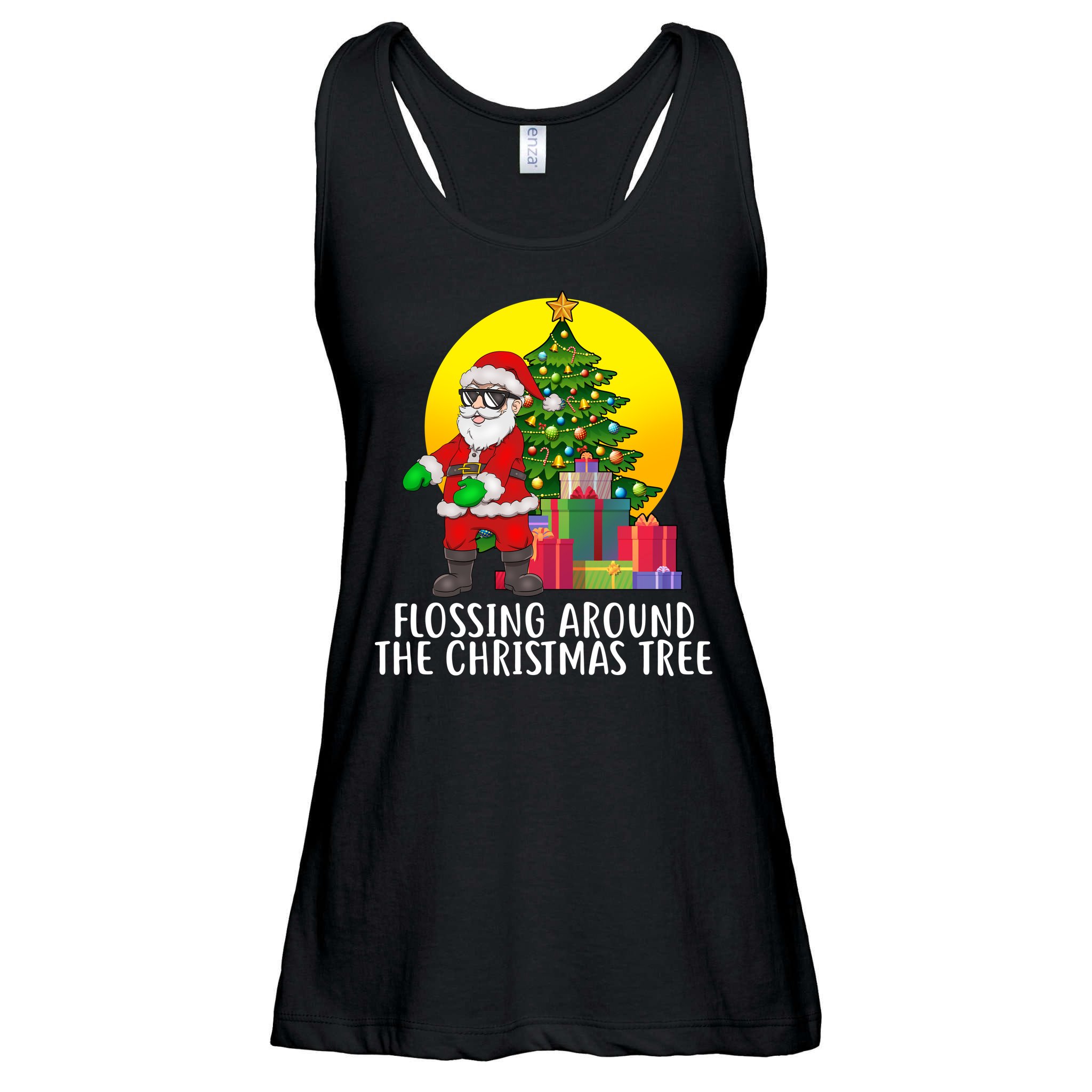 Flossing Around The Christmas Tree Ladies Essential Flowy Tank