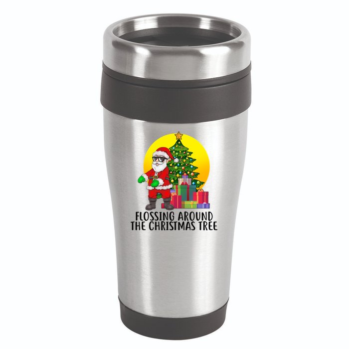 Flossing Around The Christmas Tree 16oz Travel Tumbler