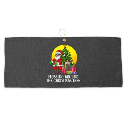 Flossing Around The Christmas Tree Large Microfiber Waffle Golf Towel