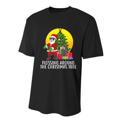 Flossing Around The Christmas Tree Youth Performance Sprint T-Shirt
