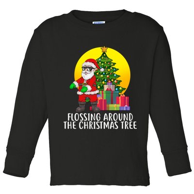 Flossing Around The Christmas Tree Toddler Long Sleeve Shirt