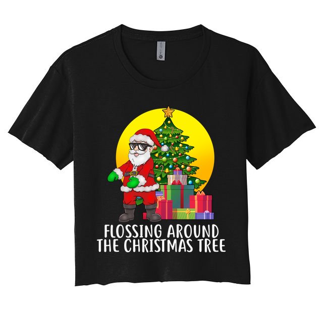 Flossing Around The Christmas Tree Crop Top
