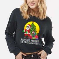 Flossing Around The Christmas Tree Cropped Pullover Crew