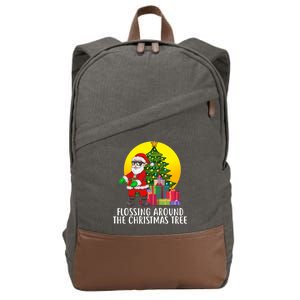 Flossing Around The Christmas Tree Cotton Canvas Backpack