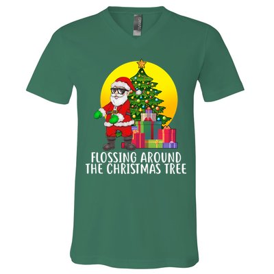 Flossing Around The Christmas Tree V-Neck T-Shirt