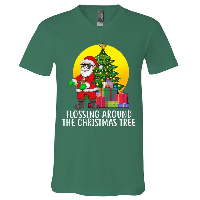 Flossing Around The Christmas Tree V-Neck T-Shirt