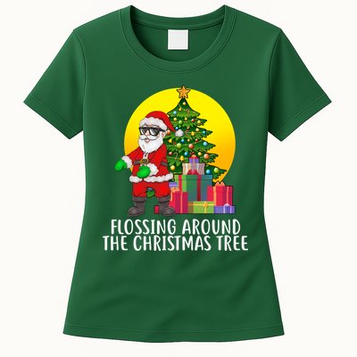 Flossing Around The Christmas Tree Womens T-Shirt