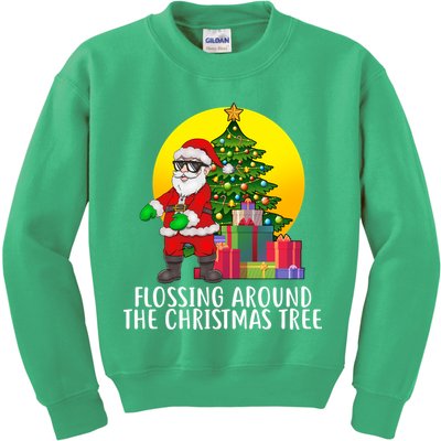 Flossing Around The Christmas Tree Kids Sweatshirt