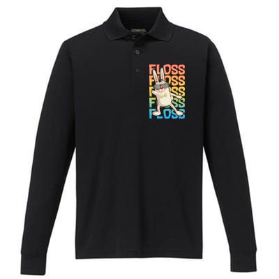 Flossing Easter Bunny Performance Long Sleeve Polo