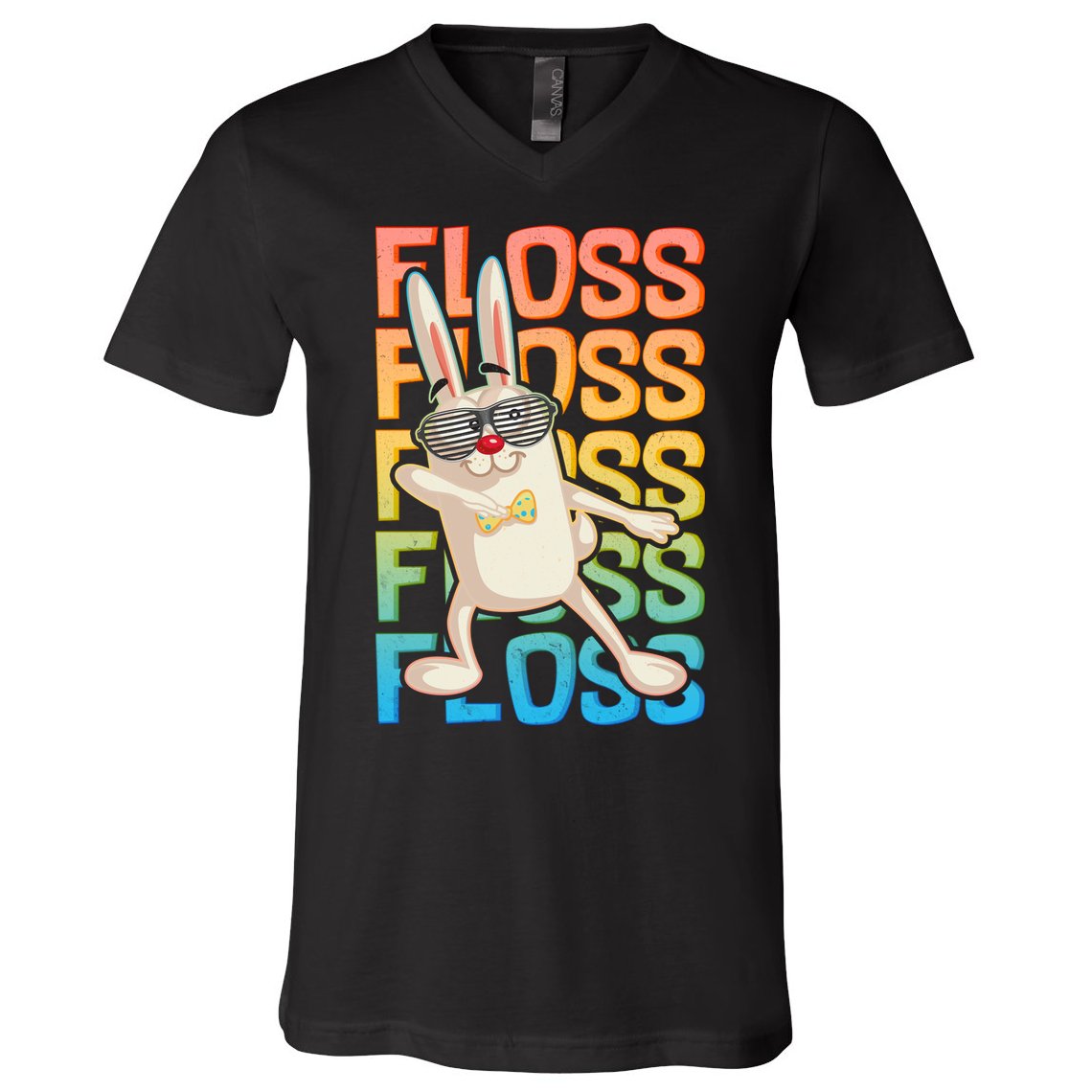 Flossing Easter Bunny V-Neck T-Shirt