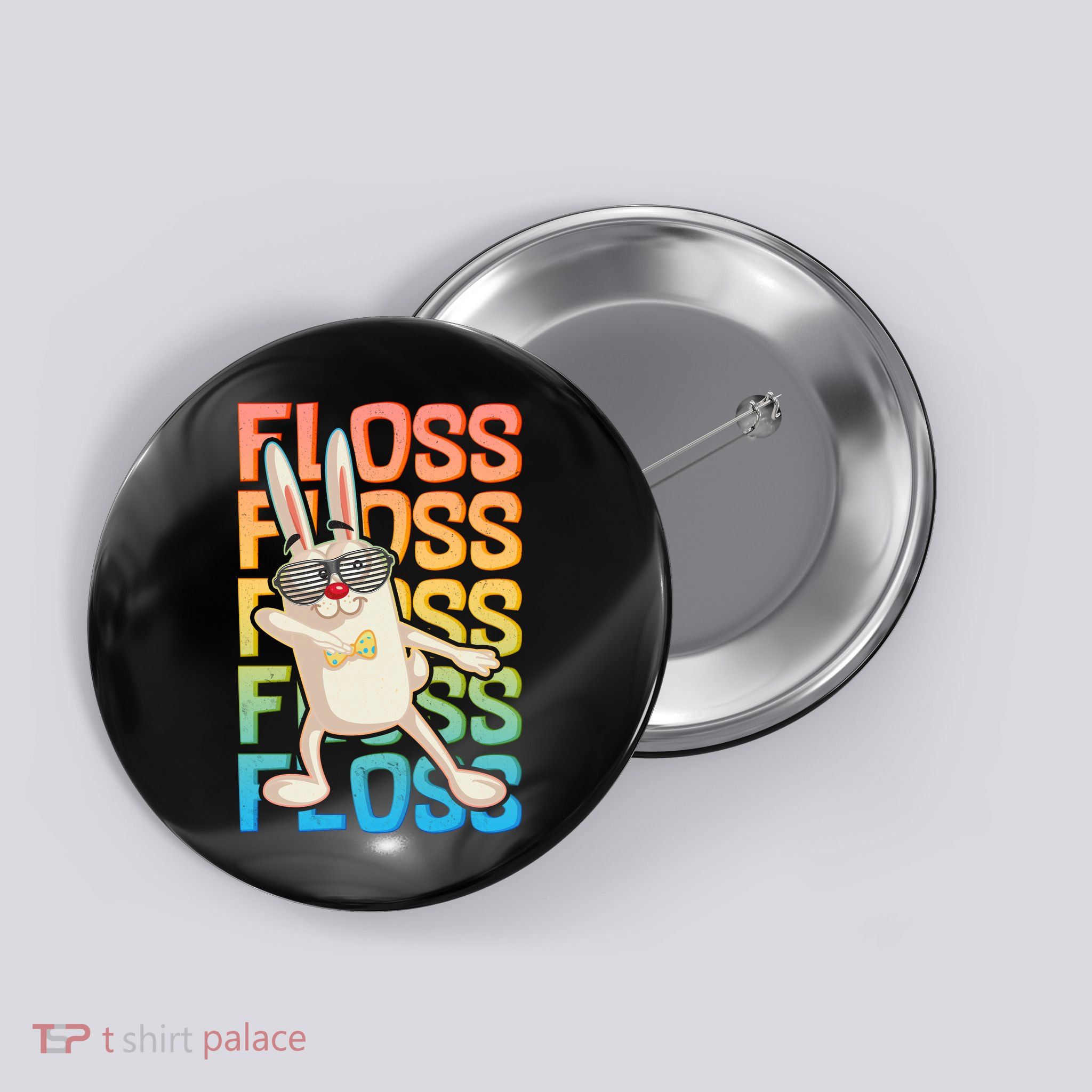 Flossing Easter Bunny Button