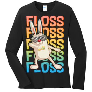 Flossing Easter Bunny Ladies Long Sleeve Shirt