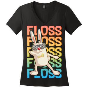 Flossing Easter Bunny Women's V-Neck T-Shirt