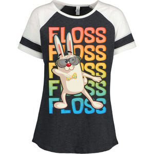 Flossing Easter Bunny Enza Ladies Jersey Colorblock Tee