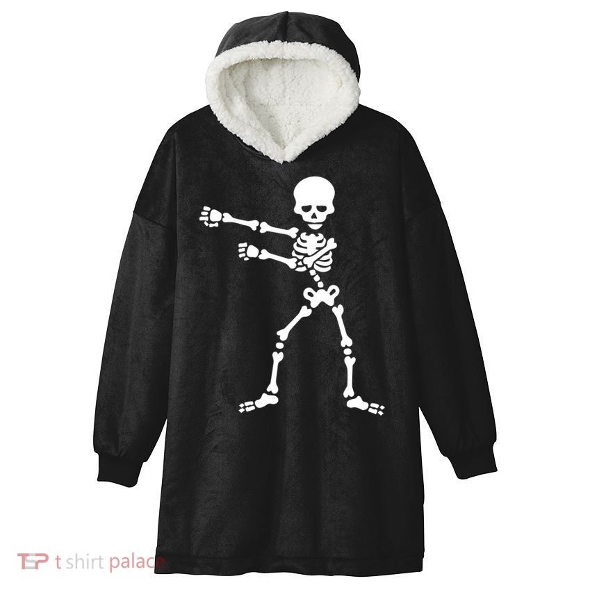 Flossing Skeleton  Hooded Wearable Blanket