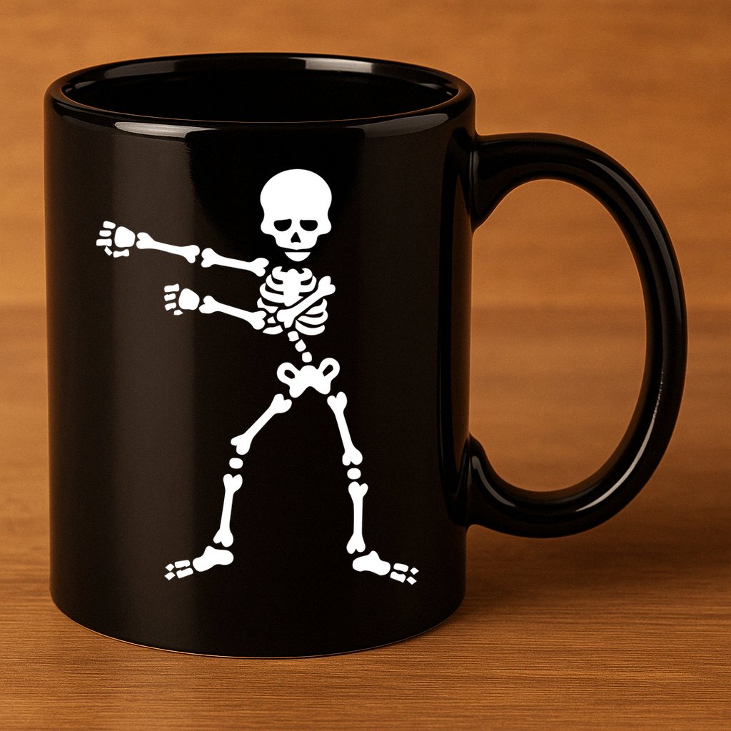 Flossing Skeleton  11oz C Handle Ceramic Mug